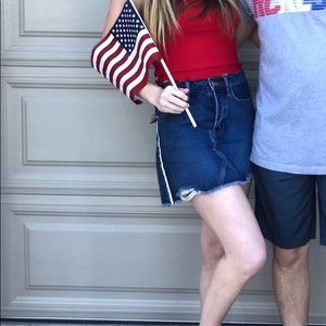 American Eagle distressed denim skirt